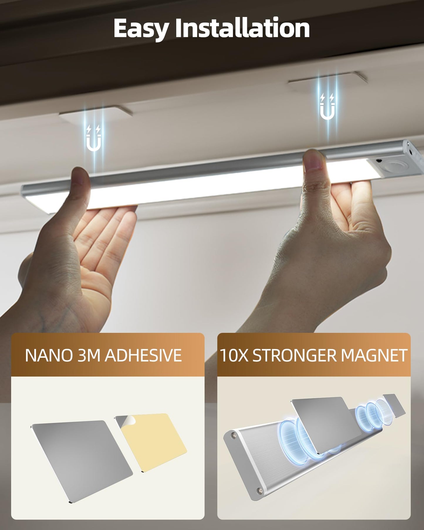 Ametheus 6Pack 16Inch Under Cabinet Lighting Rechargeable Motion Sensor Light Wireless Indoor Dimmable 3 Color Temps Closet Lights With Remote Under Counter Led Lights For Kitchen Stairs