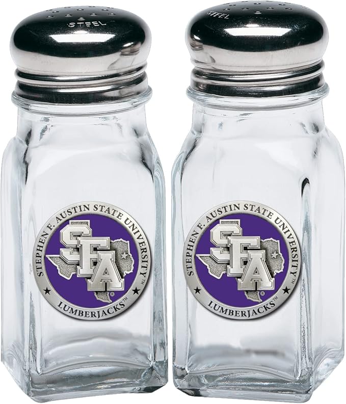 Heritage Pewter Stephen F. Austin Salt and Pepper Shaker Set of 2 Bottles | Expertly Crafted Pewter Glass β¦