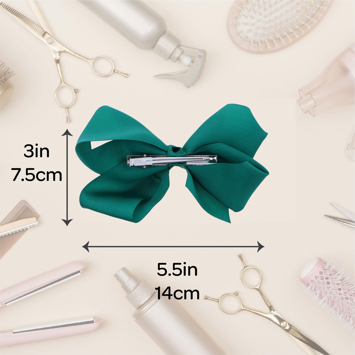 5.5 Inch Grosgrain Hair Bow Clip For Woman And Girls (Dark Turquoise)