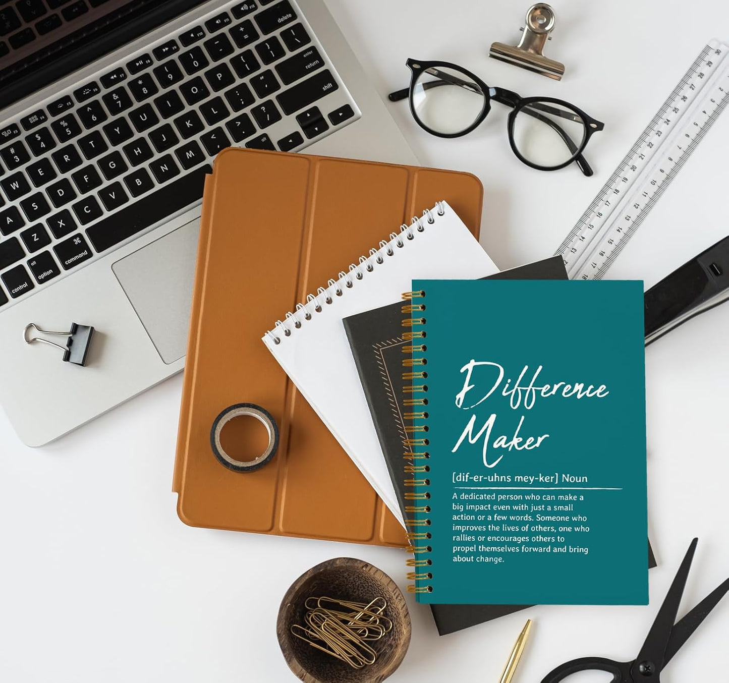 OXW Difference Maker Gift Notebook Journal, Office Notebook for Work, Thank You Gifts for Leader Mentor Boss, Leadership Gifts Journal, Turquoise Spiral Notebook 5.5 x 8.3