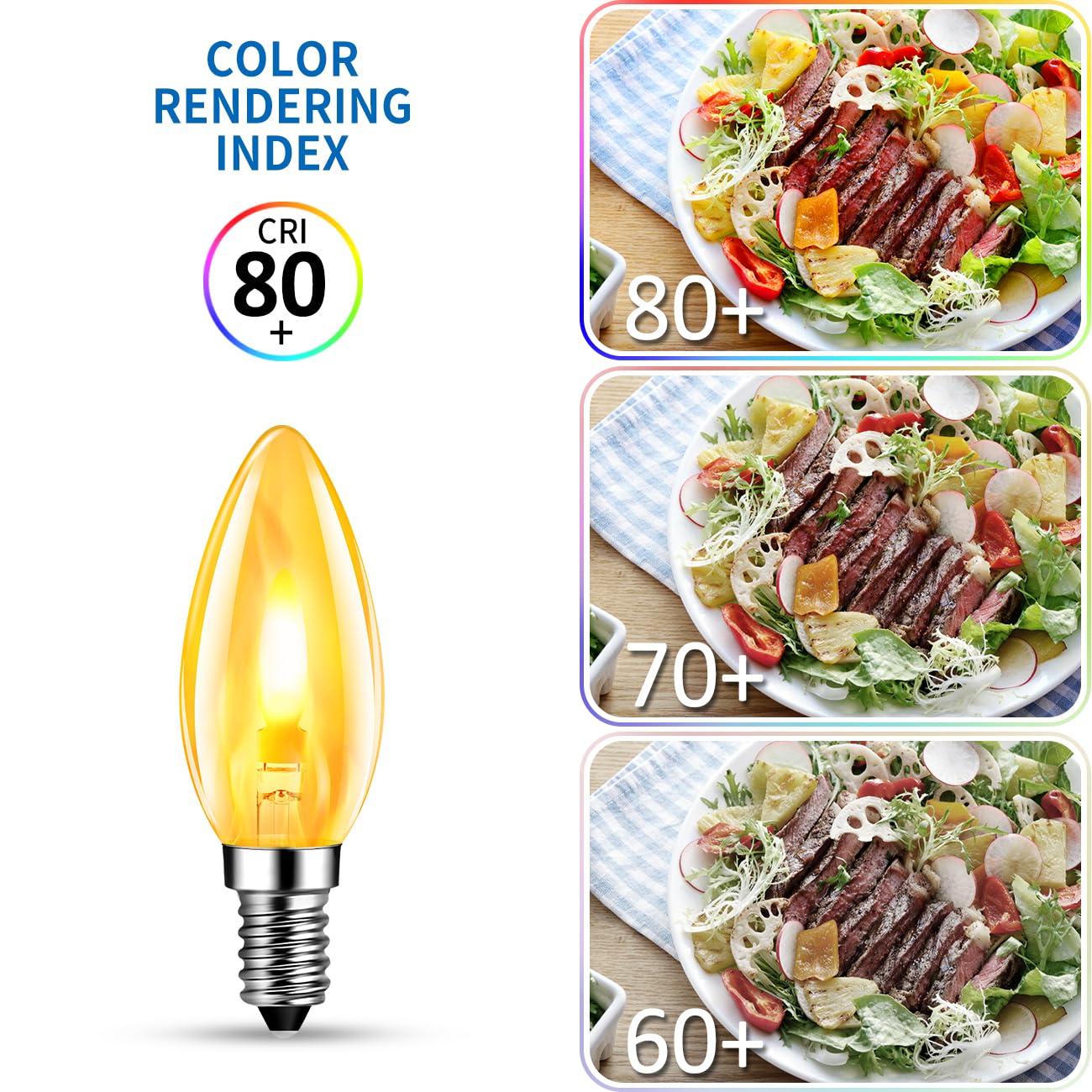Anwio Flicker Flame Light Bulb 1.5W=3W Nondimmable Flame Tip 1800K Warm Light Orange Glow Bulbs Crystal Clear Candle Bulb For E12 Chandelier Base (Clear C35E12(2Pack))
