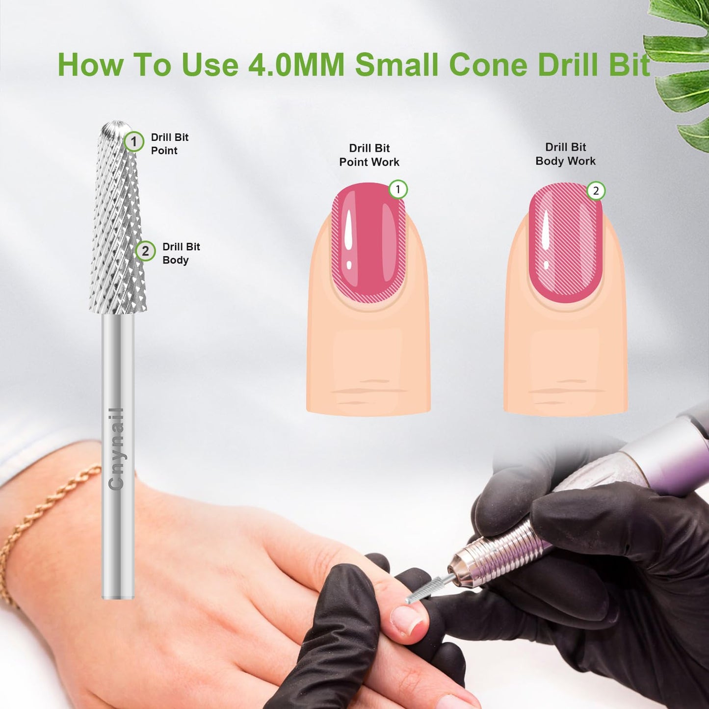 Cnynail Cnynail 3/32 4.0MM Small Cone Clean Medium Grit Carbide Cuticle Cleaner Bit for Electric Nail Drills - Professional Mani