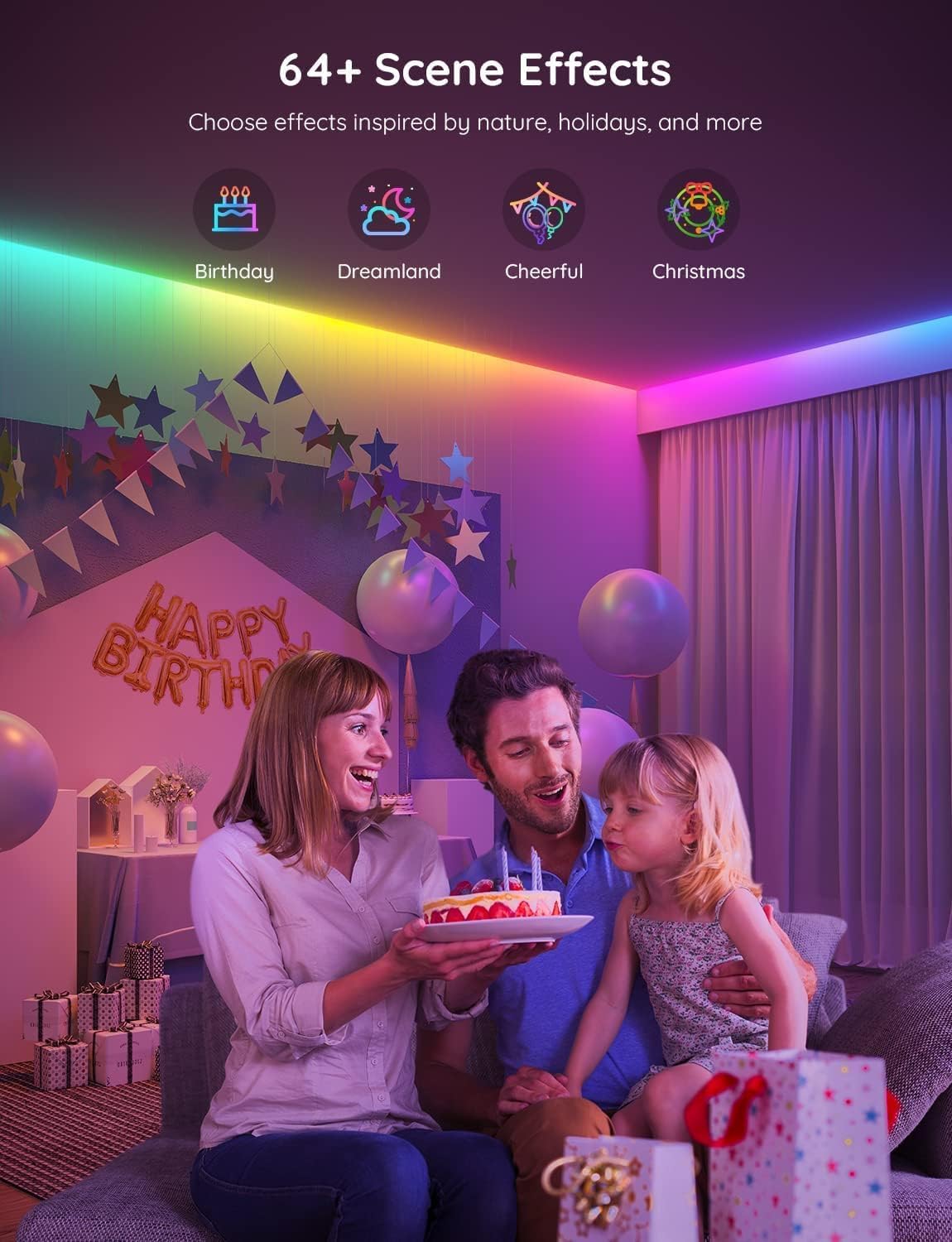 Govee RGBIC LED Strip Lights H617C, 32.8ft Smart Light with App Control, Music Sync, Bluetooth, Color Changing for Bedroom and Gaming Room