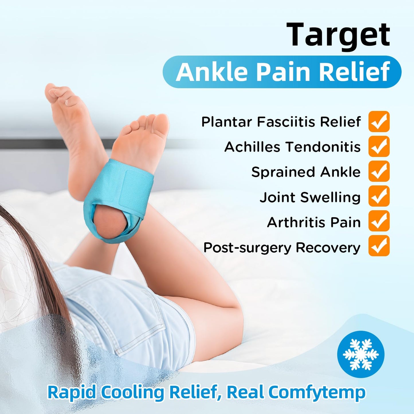 Comfytemp Ankle Ice Pack Wrap for Swelling, Plantar Fasciitis, FSA Eligible HSA, Foot Pain Relief, Reusable Gel Cold Compression Ankle Brace for Injury, Achilles Tendonitis, Gift for Men Women, 1Pcs