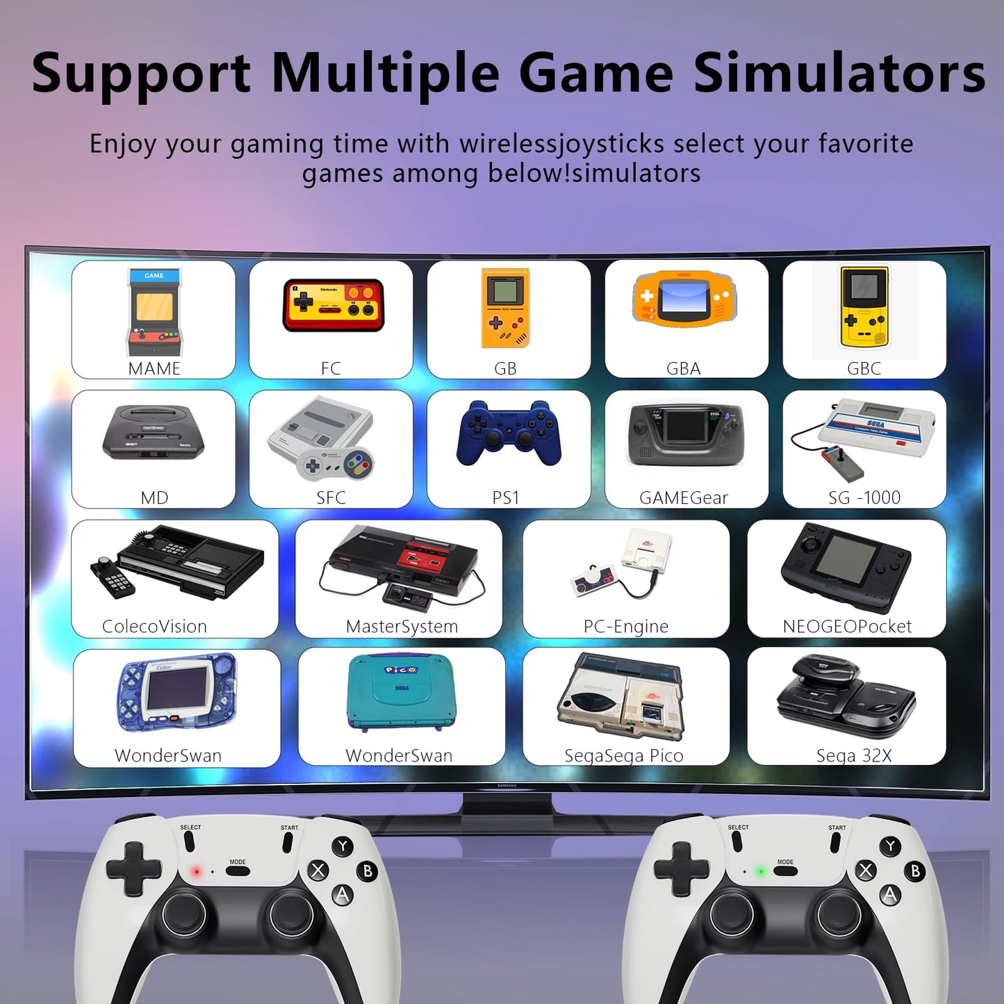 Upgraded Model Wireless Retro Game Stick,Retro Video Game Console,9 emulators, (64G),with Over 40000 Built-in Electronic Games,4K HDMI Output,Dual 2.4G Wireless Control Plug and Play Retro Game