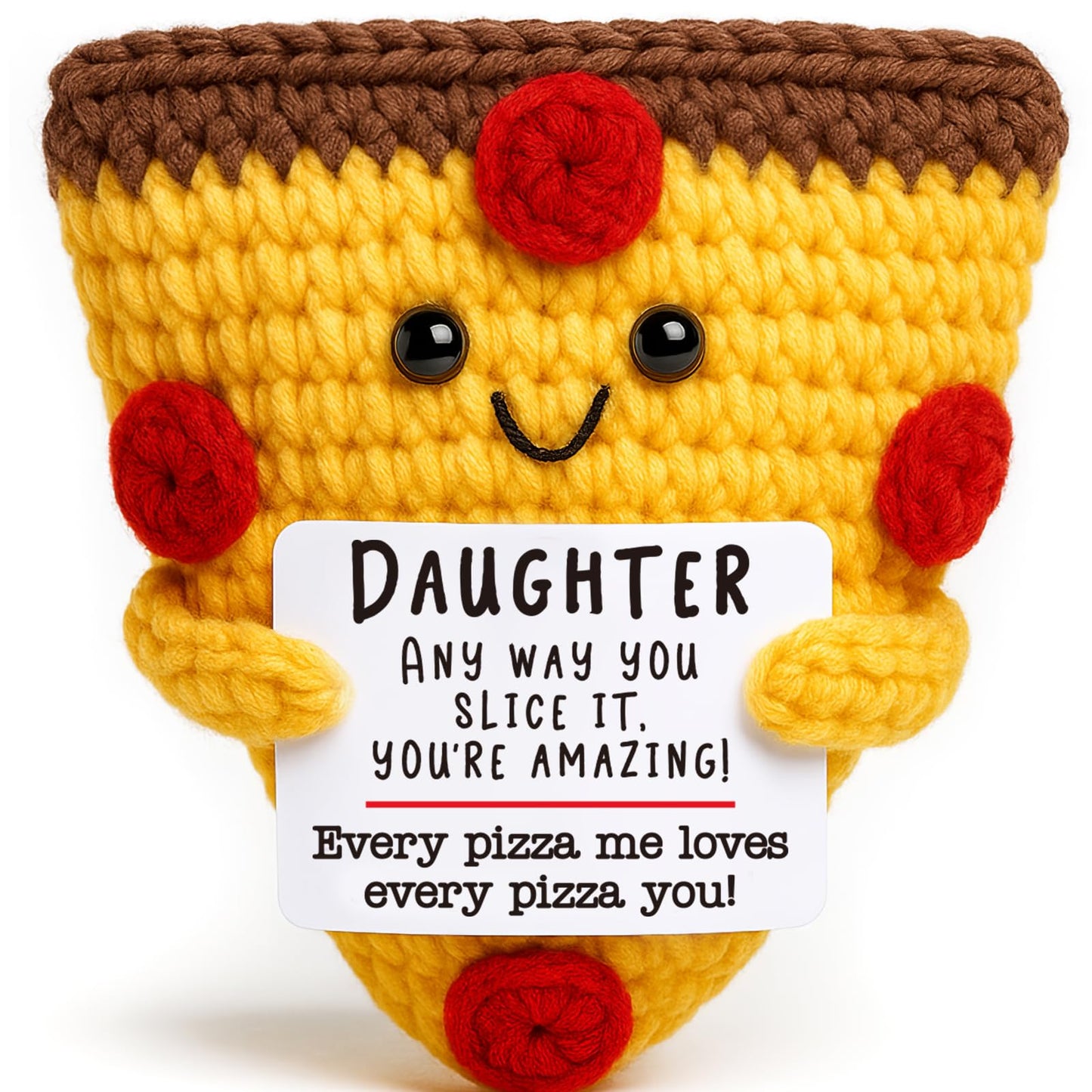 Mini Christmas Daughter Gifts from Mom Dad Cute Handmade Crochet Pizza for Motivational Encouragement Inspirational Christmas Bi