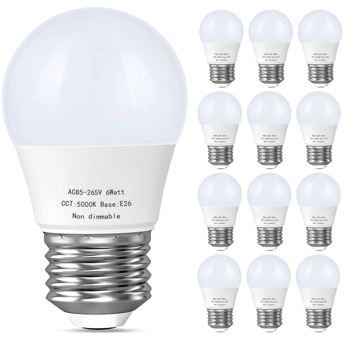 GOSCHE A15 Led Light Bulb 60W Equivalent, 6W Led Replace 60 Watt Incandescent Bulbs, 5000K Daylight Appliance Bulb, E26 Medium B