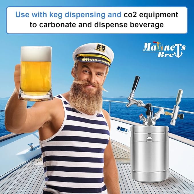 Marinersbrew Mini Keg Dispenser,5L Mini Keg Spear,Stainless Steel Ball Lock Quick Fitting Mini Keg Growler with 10.82" Stainless Steel Hose (With Stainless Steel Hose)