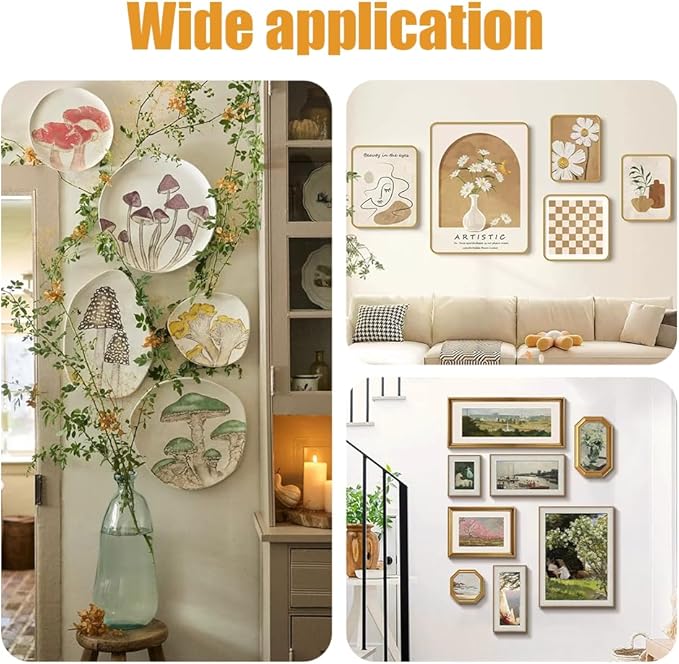 20PCS Vertical Adhesive Plate Holders, Heavy Duty Plastic Wall Hangers Invisible Plate Hooks for Plates Photo Frames Paintings and Art