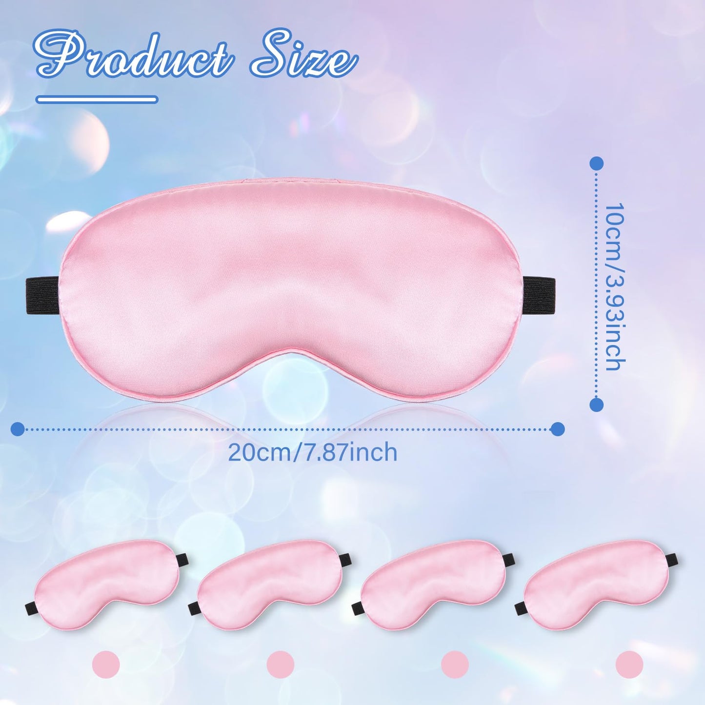 BBTO 4 Pcs Silk Sleep Mask Smooth Soft Eye Mask with Adjustable Shoulder Strap for Women Girl Sleep Shading Travel Relaxation(Pink)