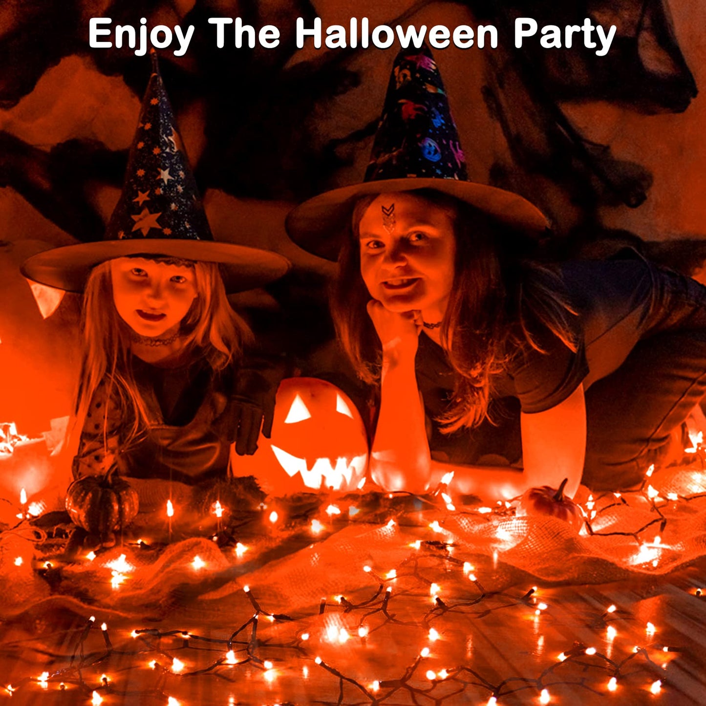 Blctec Halloween Lights Indoor Outdoor 300 Led 108Ft Orange Halloween String Lights With 8 Modes Ul Certified Connectable Plug Waterproof & Timer For Yard Porch Haunted House Holiday Decorations