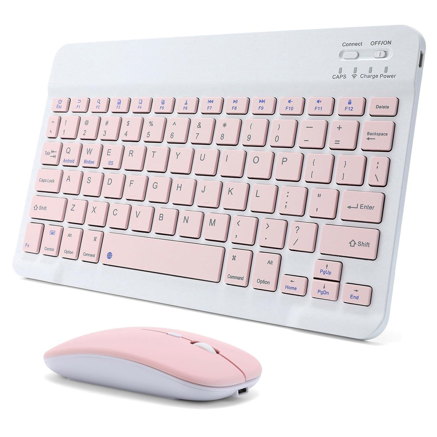 Rechargeable Bluetooth Keyboard and Mouse Combo for iPad, Ultra-Slim Portable Wireless Mouse Keyboard for iPad Pro Air Mini iPhone Samsung Tablet Cell Phone Android, iPadOS/iOS 13 and Above (Pink) -Like New