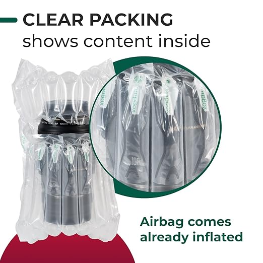 IDL Packaging Inflated 16 oz Bottle Air Bags, Self Sealed, Pack of 3 - Reusable Air Column Bags for Packing, Travel and Shipping - Cushioning Protector for Glass, Ceramic, Breakables