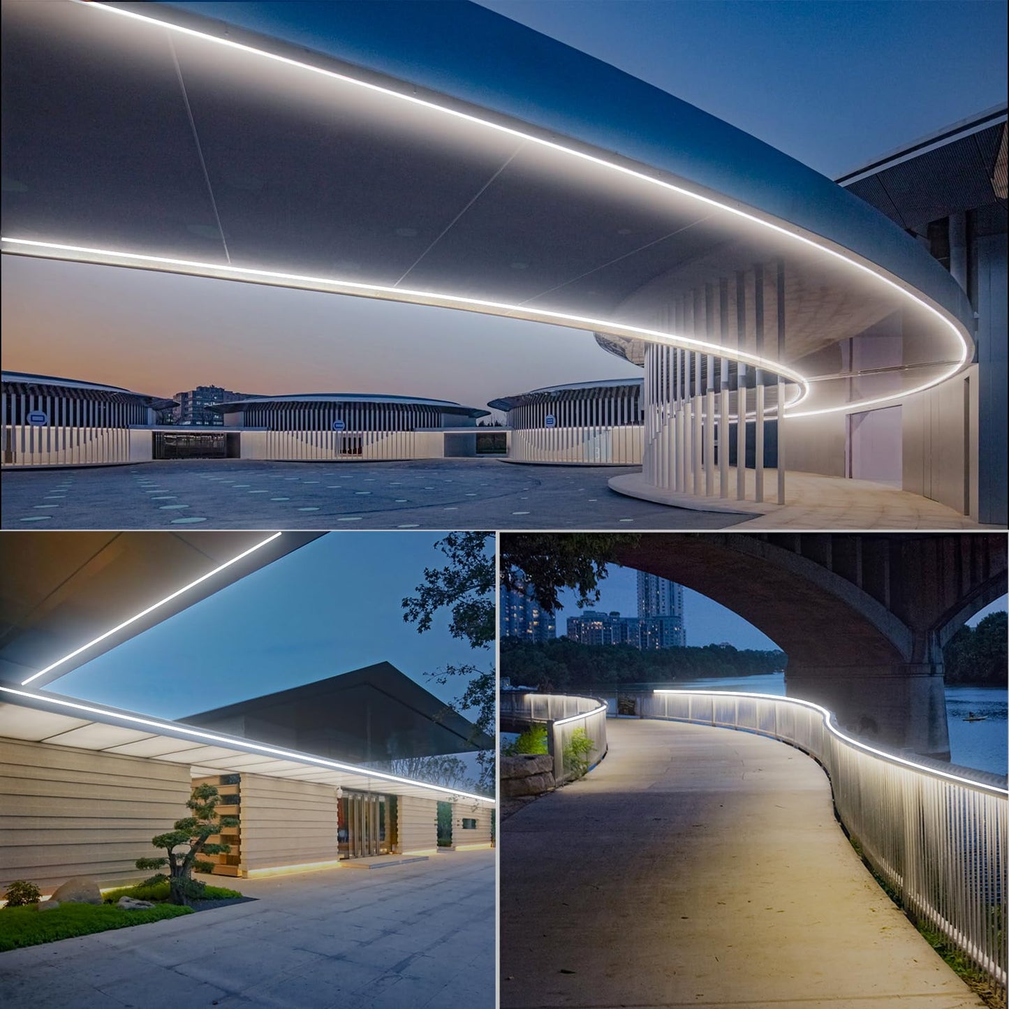 Gzbtech Flexible Led Neon Rope Lights 100Ft Ac 110-120V Waterproof Strip Light 120 Leds/M Cuttable Connectable Neon Lighting For Indoor Outdoor Home Decor/Commercial Building Use-Cold White 30M