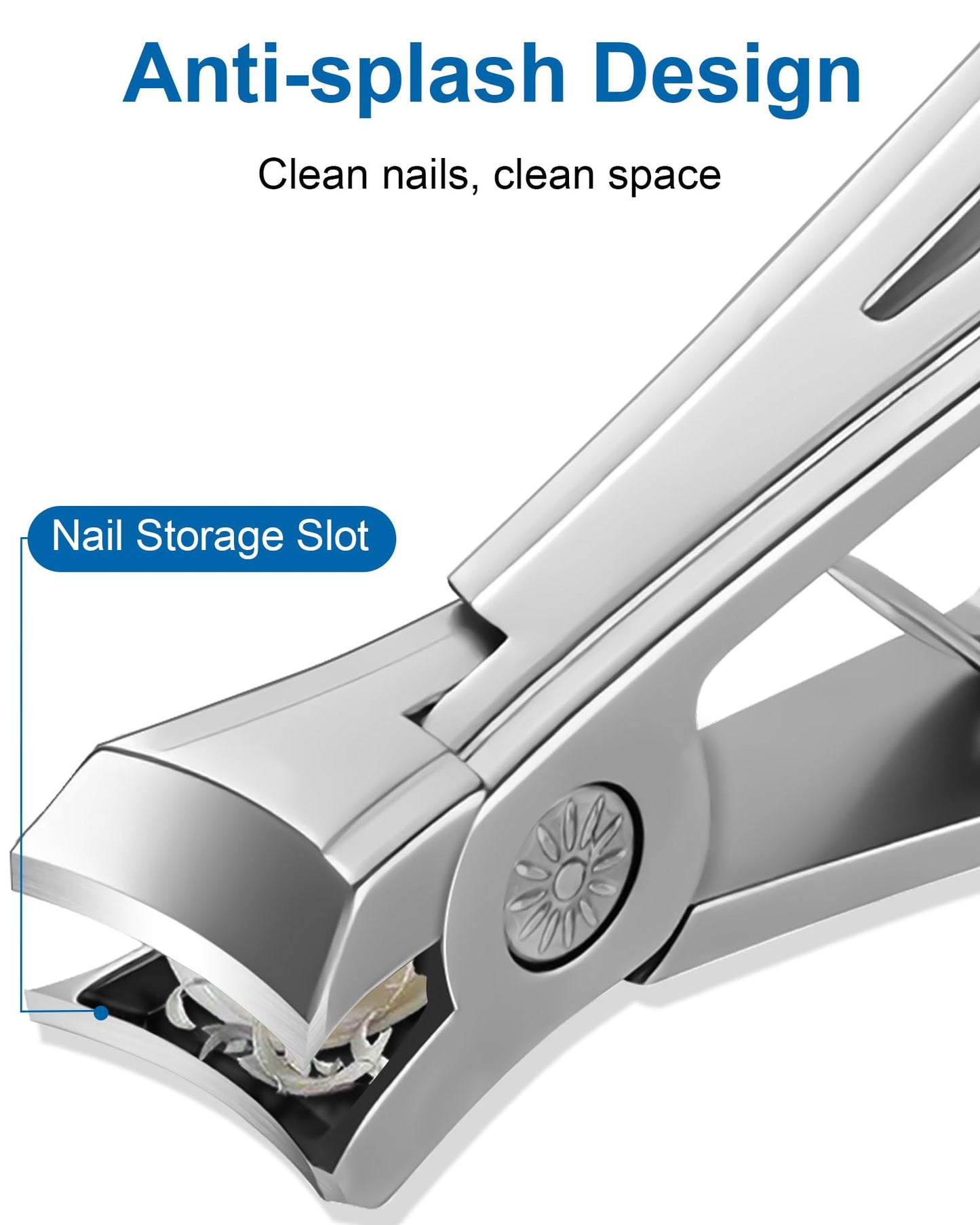 IDEEEPAN Nail Clippers for Thick Nails, Ultra Sharp, No Splash with Catcher, Wide Mouth Fingernail and Toenail Clippers for Seni