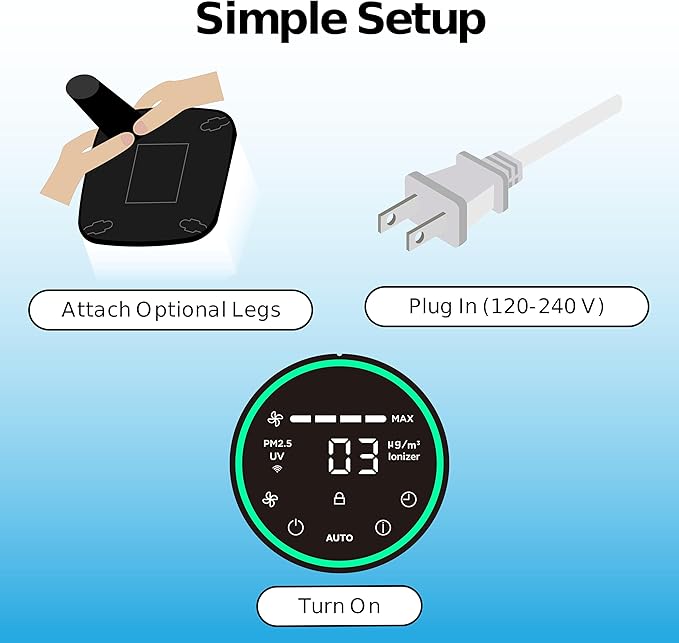 iAdapt 2.0 H13 HEPA Filter Air Purifier Reduces 99% of Viruses, Mold, Dust, Smoke, Pollen & Odors Quietest on The Market WiFi Compatible 2,650 Sq Ft of Clean Air