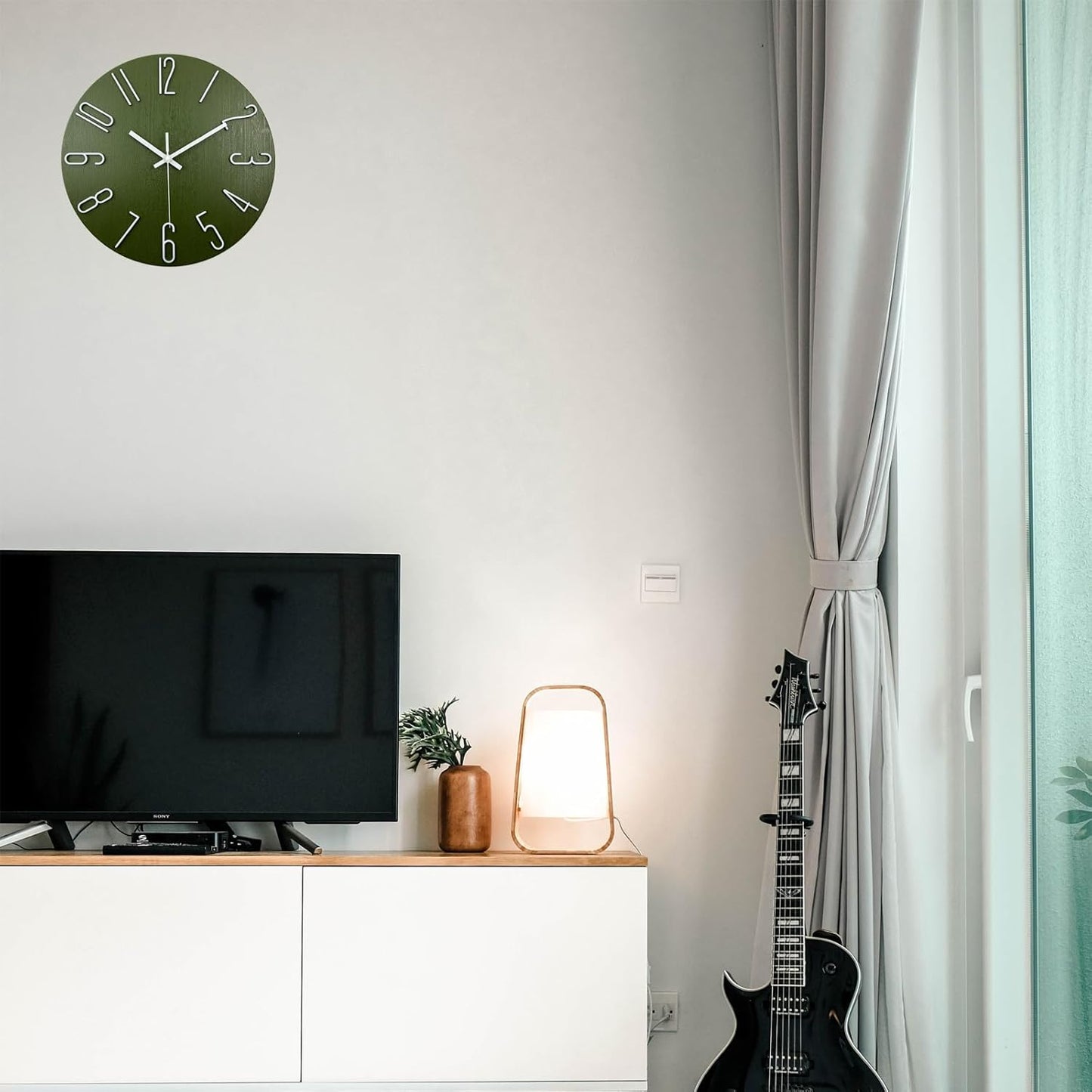 Wall Clock, Silent Clock, Wall Clocks Battery Operated, 12 inch Modern Wall Clock, Suitable for Offices, Living Rooms, Kitchens, Homes, Schools (Green)