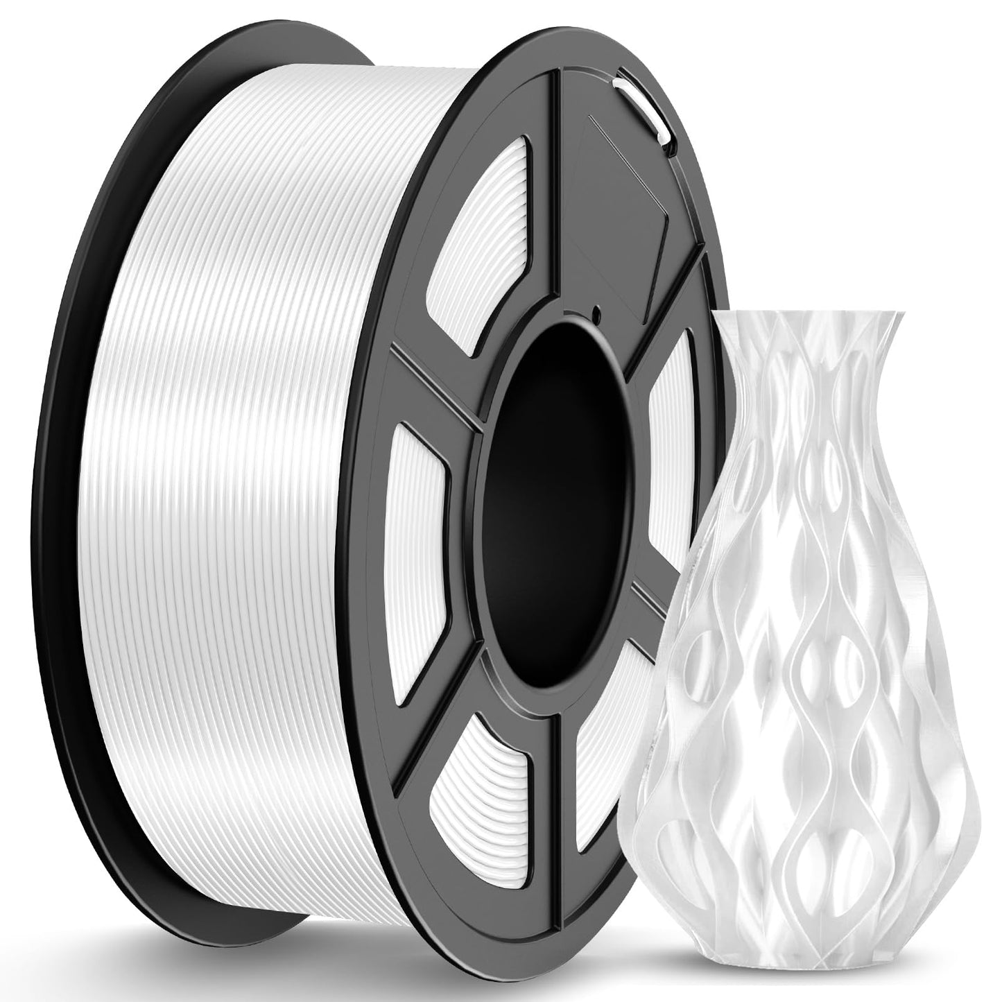 JAYO Silk PLA Filament 1.75mm White 1.1KG, Metal-Like Shiny 3D Printer Filament Dimensional Accuracy +/- 0.02mm, 1.1kg Spool(2.4