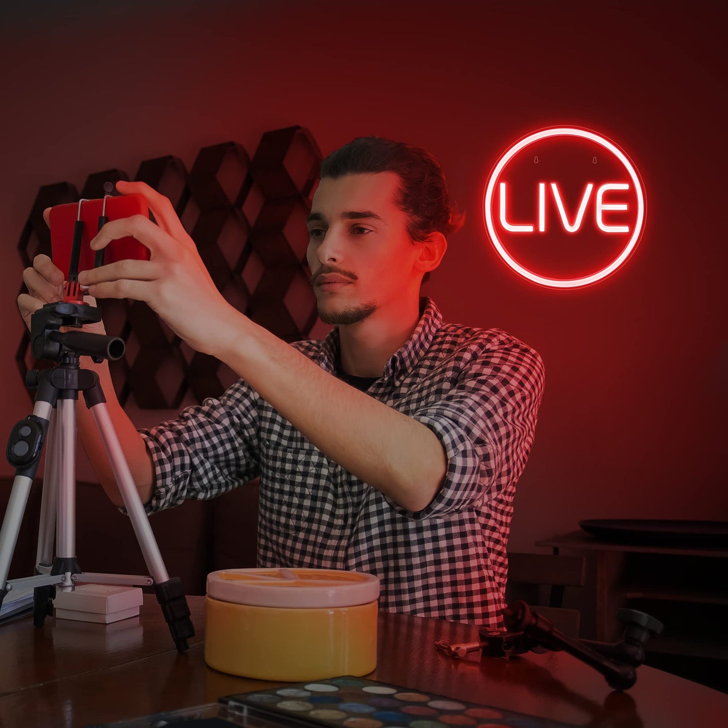 Lumoonosity Live Neon Sign - Red LED On Air Light for Streamers - Extra Large - Model NS-LIVE RED