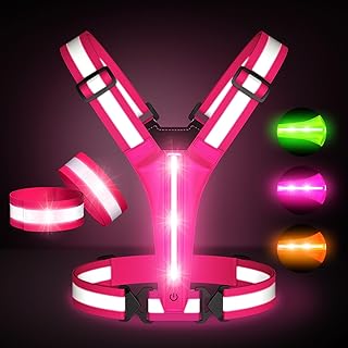 Led Light Up Running Vest Reflective Vest for runners night walking, Rechargeable Reflective Running Vest High Visibility