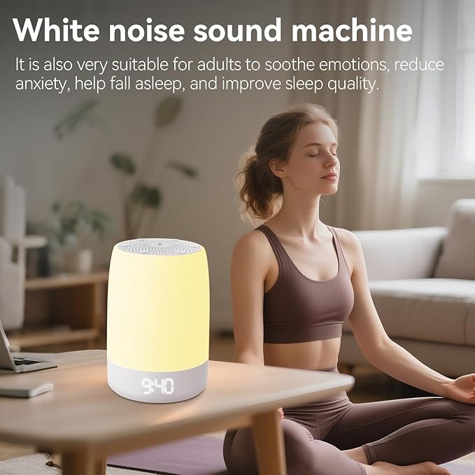 Nursery Night Light for Kids,Baby Sleep Music rain Sound Machine,Rechargeable Nursery Wireless lamp for Breastfeeding,White Noise Soother,Wake Alarm Clock,APP Remote Control,Boys and Girls Room