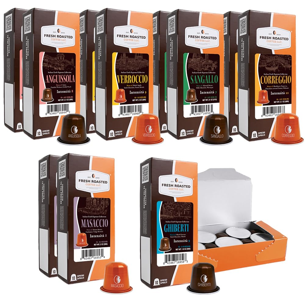 Fresh Roasted Coffee Espresso Pods for Nespresso OriginalLine Italian Craft Espresso Variety 120 Recyclable Aluminum Capsules