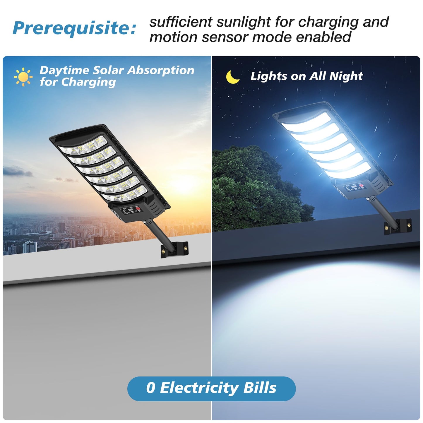 OKPRO Solar Street Lights - Waterproof LED with Motion Sensor, Remote Control, 2-Pack, Black, Model NZ180