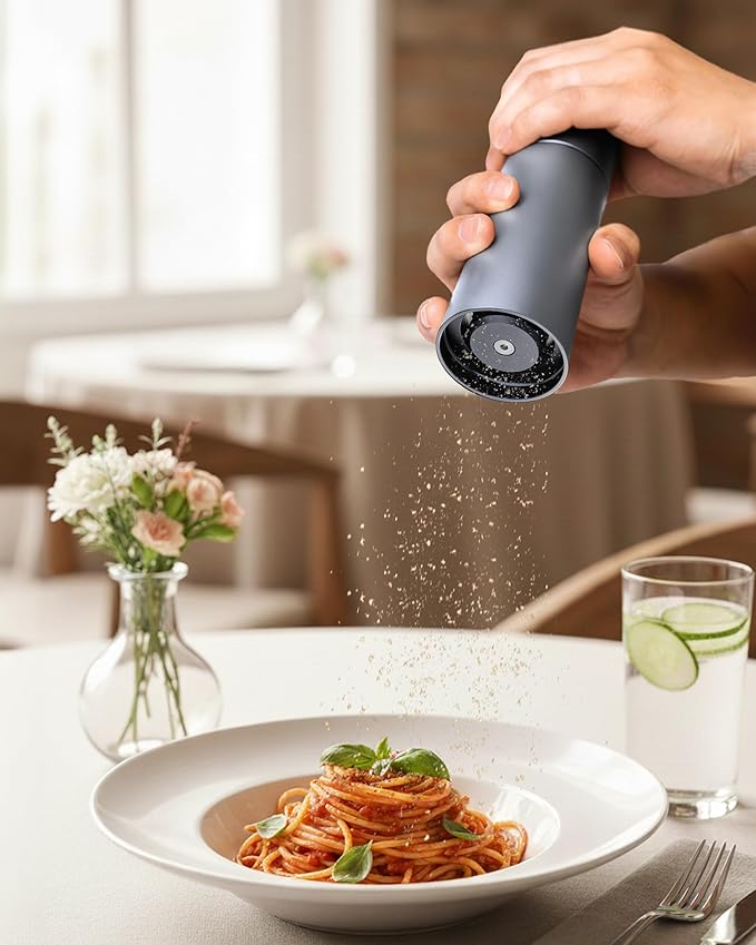 External Adjustable Pepper Grinder — Heavy-Duty All-Metal Manual Mill for Fast, Precise Grinding and Clean, Effortless Seasoning (Deep Gray)