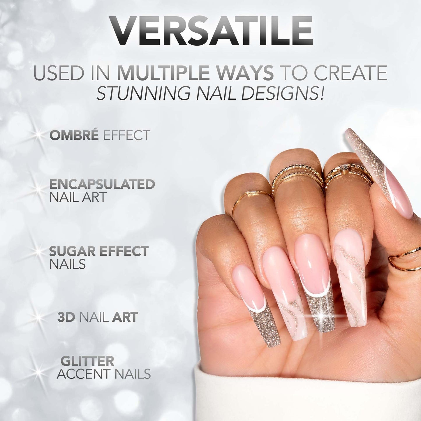 Kiara Sky Diamond FX Acrylic - Reflective Glitter Acrylic Powder For Nails - Gold Touch