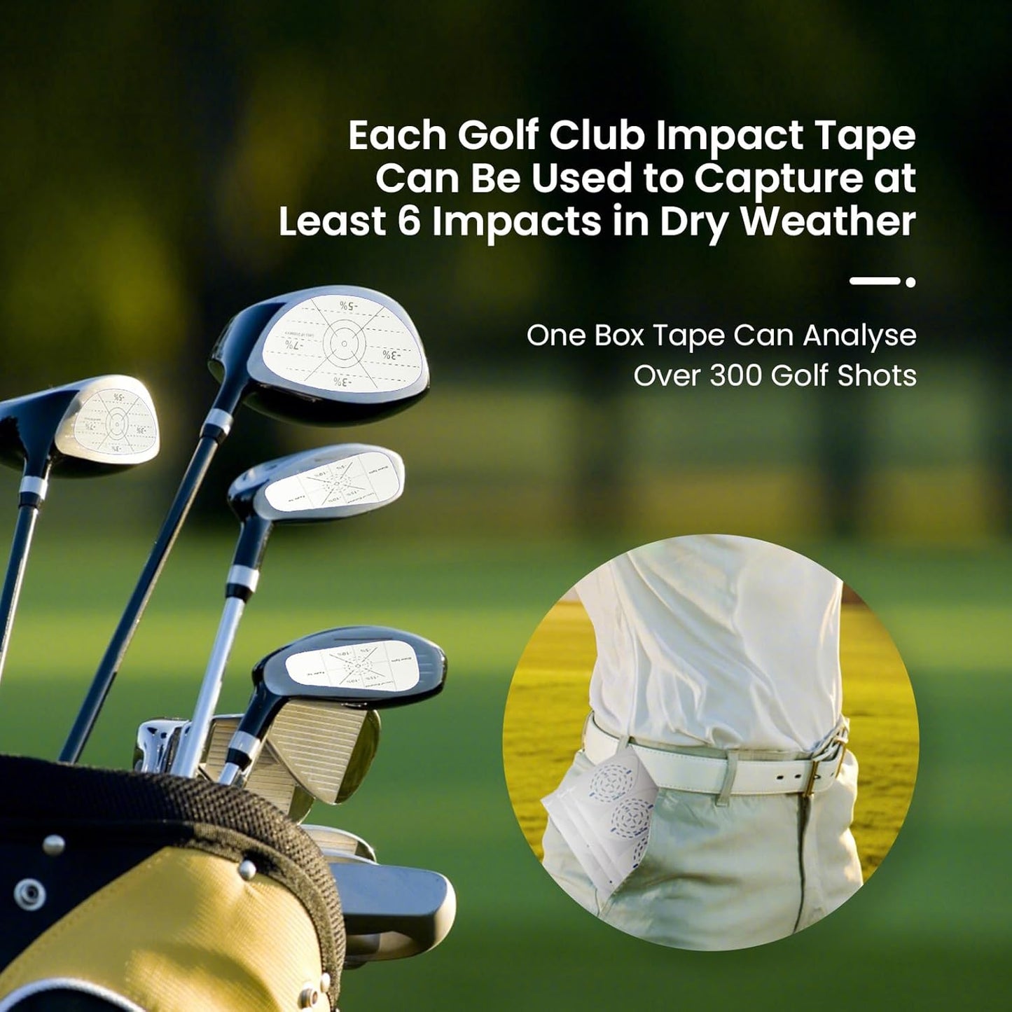 FINGER TEN Golf Impact Tape 75/150/375 Pcs Value Set Golf Club Impact Stickers Labels for Driver Woods Irons Putters, Self-Teaching Training Aid for Swing Practice