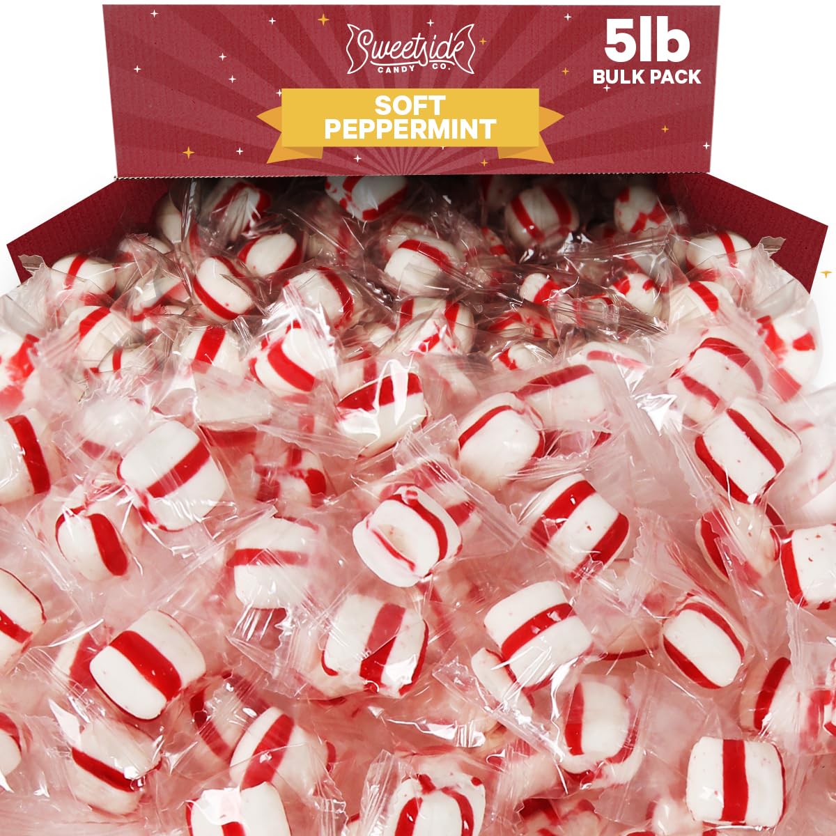 Soft Peppermint Candy Mints 5lb mints bulk individually wrapped Refreshing peppermint puffs for Fresh Breath Perfect soft mints peppermint puffs for Offices Parties and Everyday Enjoyment