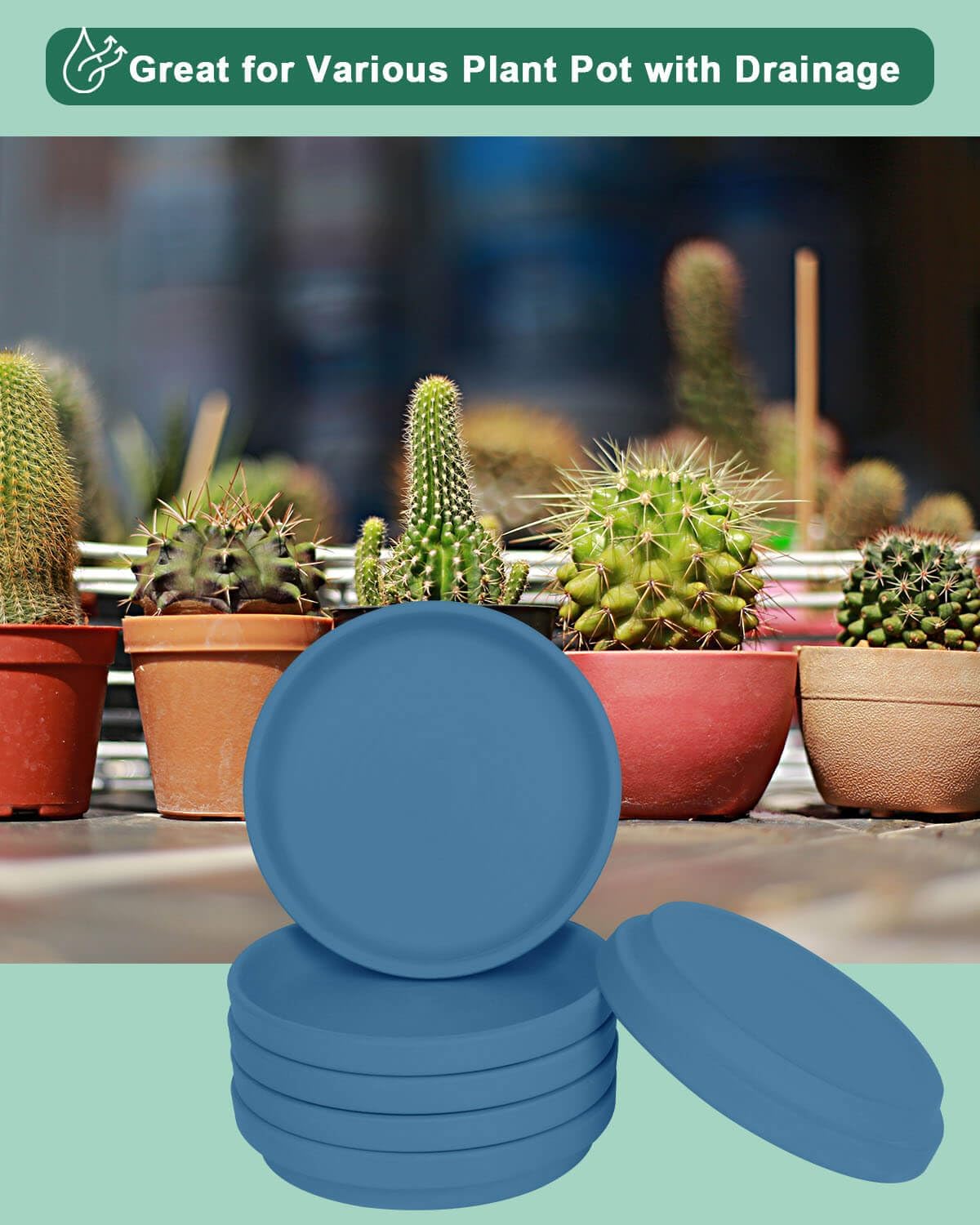 vensovo 3 Inch Steel Blue Terracotta Plant Saucer Pots Tray - 12 pcs Mini Planter Saucers for Indoor & Outdoor Plants, Small Clay Trays Perfect for 2 Inch 2.5Inch Flower Pot