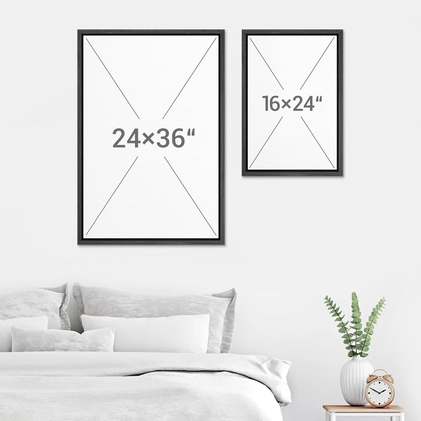 SIGNWIN Framed Wall Art Print Set Minimalist Black Brushstroke Abstract Neutral Beige and Black Illustrations Modern Art Rustic Relax/Calm for Living Room, Bedroom, Office - 24"x36"x2 BLACK