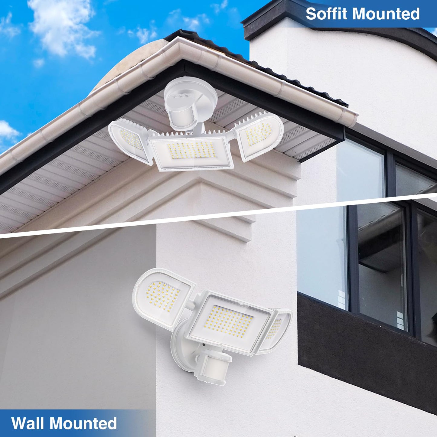 150W Motion Sensor Lights Outdoor For Outside 15000Lm Led Flood Lights Outdoor Wired Dusk To Dawn Exterior Security Floodlight Fixture Waterproof Ip65 Outdoor Lighting For House Garage 2 Pack