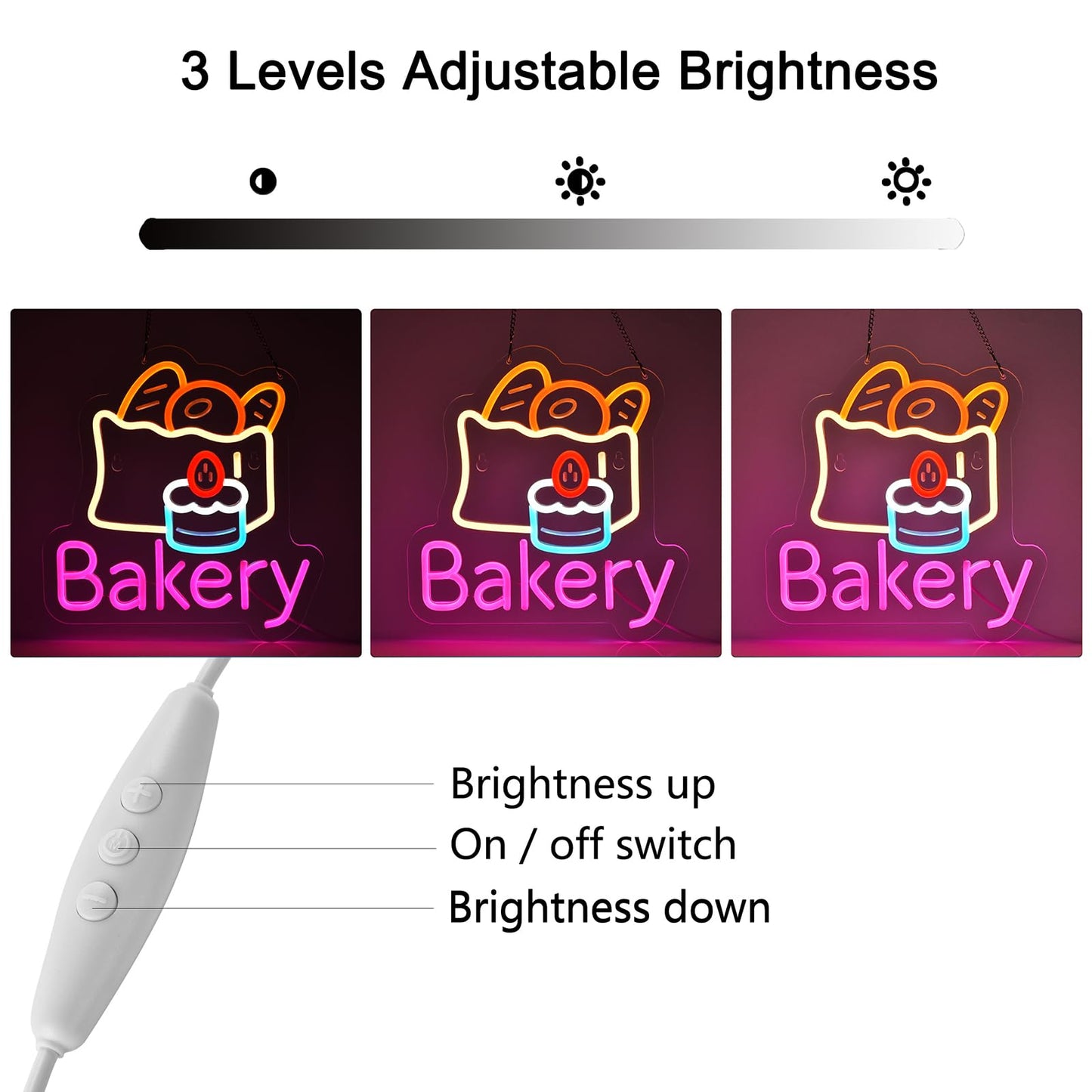 Jomobuty Bakery Neon Sign For Wall Decor Led Light Up Sign Kitchen Baking Dessert Shop Restaurant Business Signage Cake Food Shop Cafe Birthday Party 12.6 X 11.8 Led Art Hanging Decorative Gifts