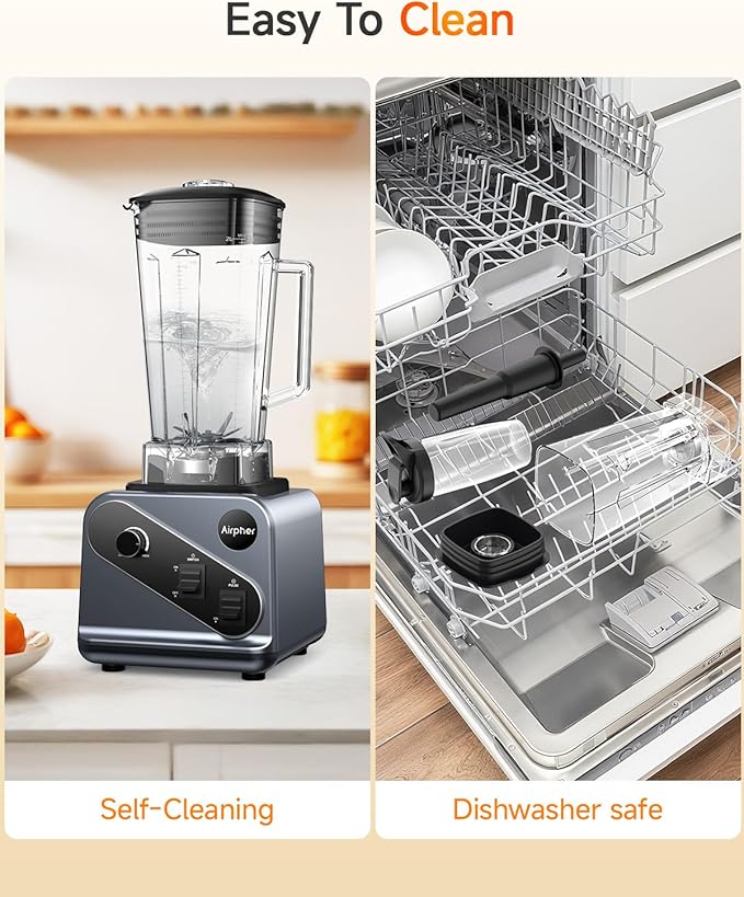 Blenders for Kitchen, 2000W Professional Blender, 68oz Large Capacity with 27oz To-Go cup, Smoothie Blender with 35000RPM to Make Soups, Jams, Frozen Fruit&More, Dishwasher Safe, BPA-Free