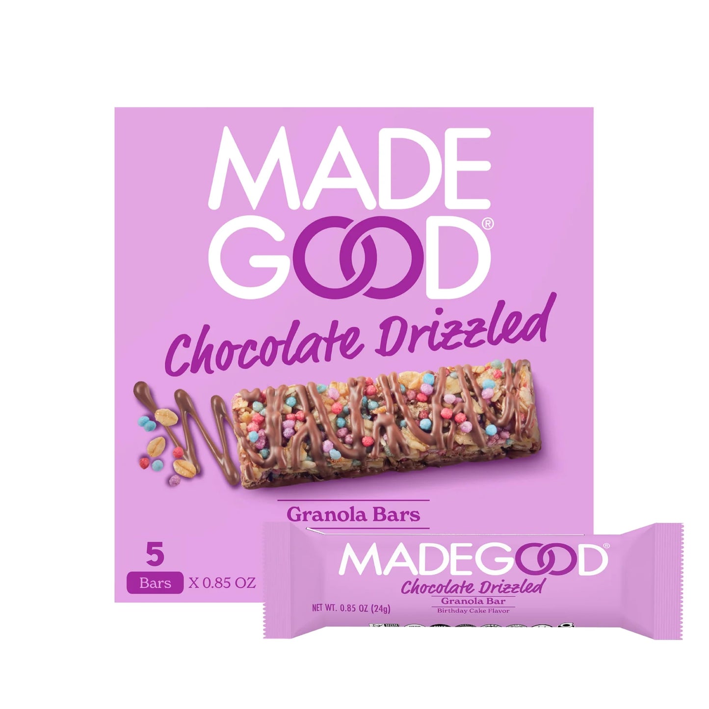 MadeGood Organic Chocolate Drizzled Granola Bars, 5ct, 4.25 OZ