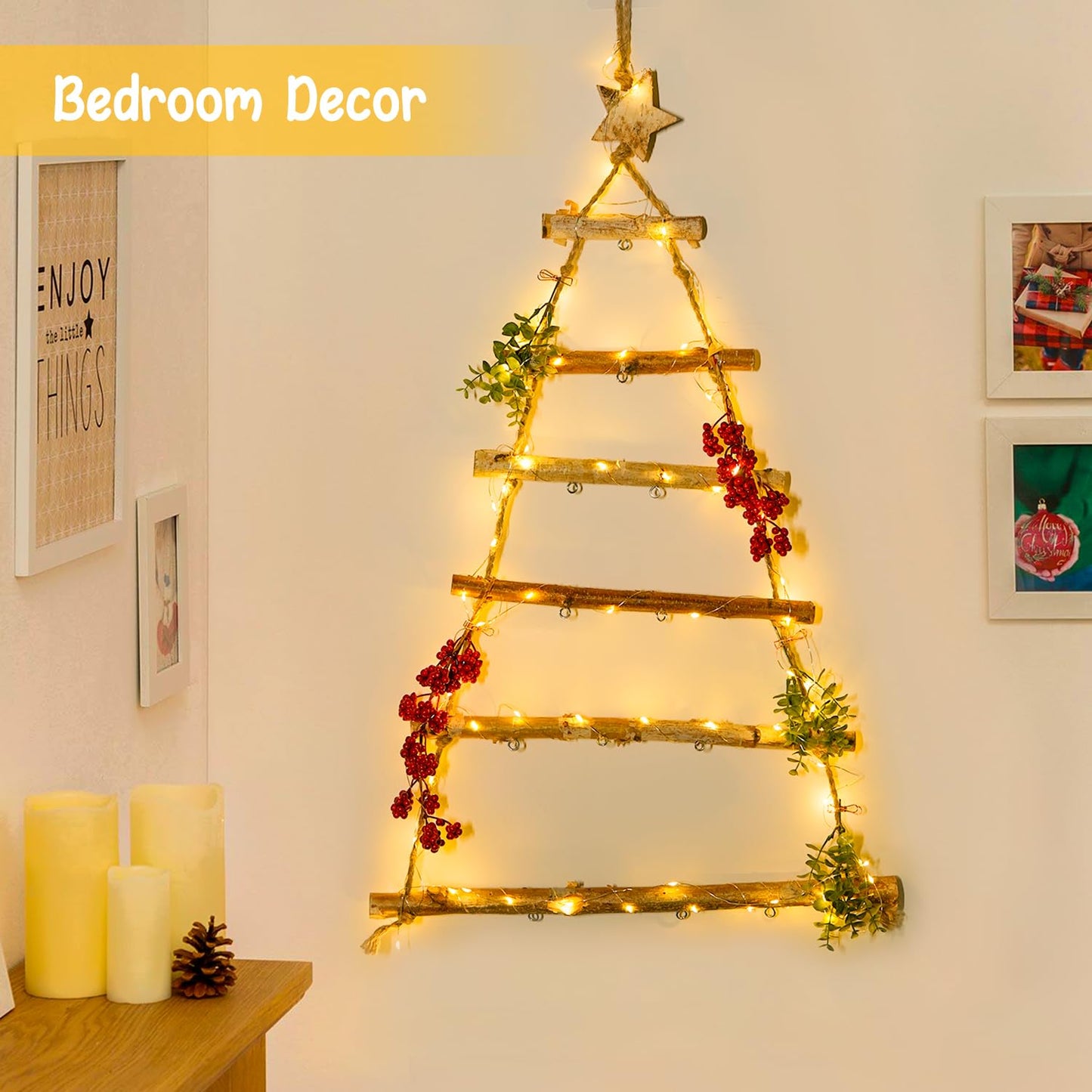 JMEXSUSS 100 LED Fairy Lights, Battery Operated, Warm White, 8 Modes, Copper, Indoor Christmas Decor, 2 Pack