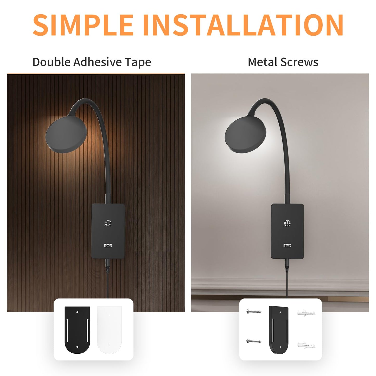 PRINCEWAY LED Reading Light with Remote Control, Dimmable 5W 500Lm, 3 Colors, Wall Mounted, Black, Model PRC-H014-12
