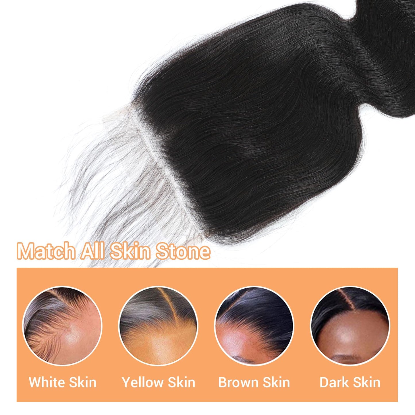 Hd Closure 5x5 Body Wave Transparent Lace Closure 16 Inch 12A Virgin Remy Human Hair Pre Plucked With Baby Hair Natural Black