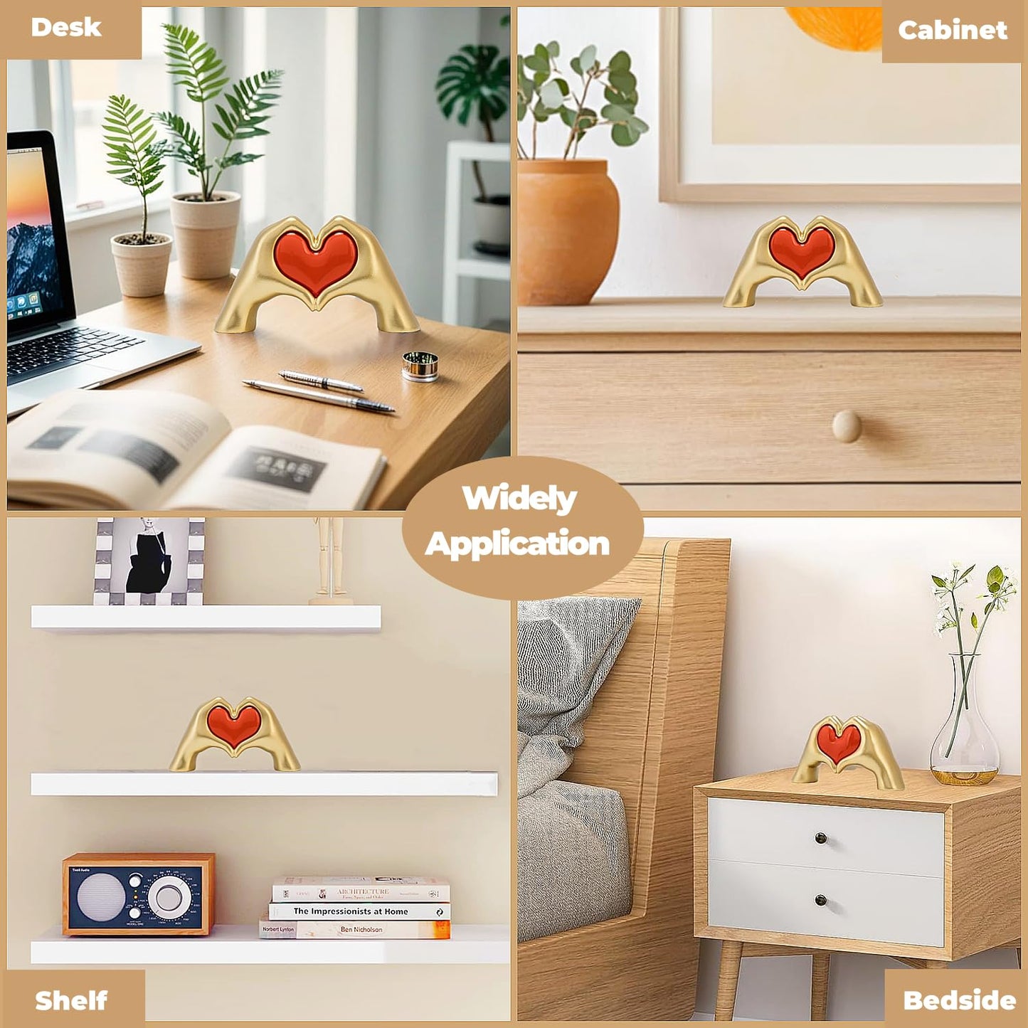 Heart Hands Sculpture Night Light Love Heart Statue Usb&Battery Powered Desk Lamp Gold Aesthetic Decor For Living Room Bedroom Shelf Coffee Table Thanksgiving Birthday Gift For Women Mom Girls