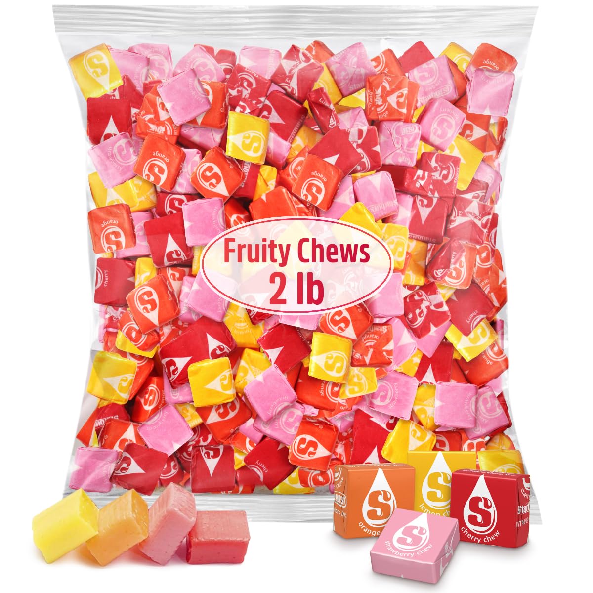 Fruit Chews Candy 2lb Pack of Starbrst Candy Bulk Individually Wrapped for Freshness and Easy Sharing Perfect Bulk Candies for Buffet Spreads at Weddings Movie Nights and School Functions