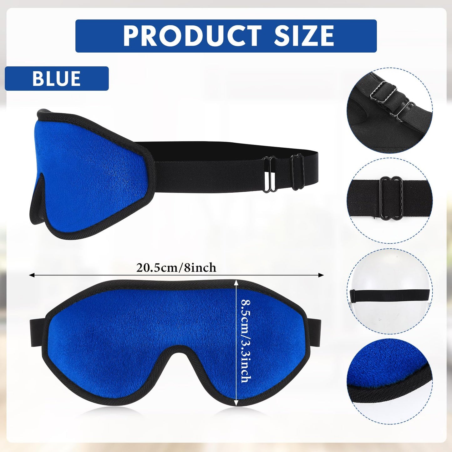Coume Sleep Mask for Kids 3D Sleeping Blindfold Memory Foam Contoured Eye Mask with Blocking Light with Adjustable Strap(Dark Blue)