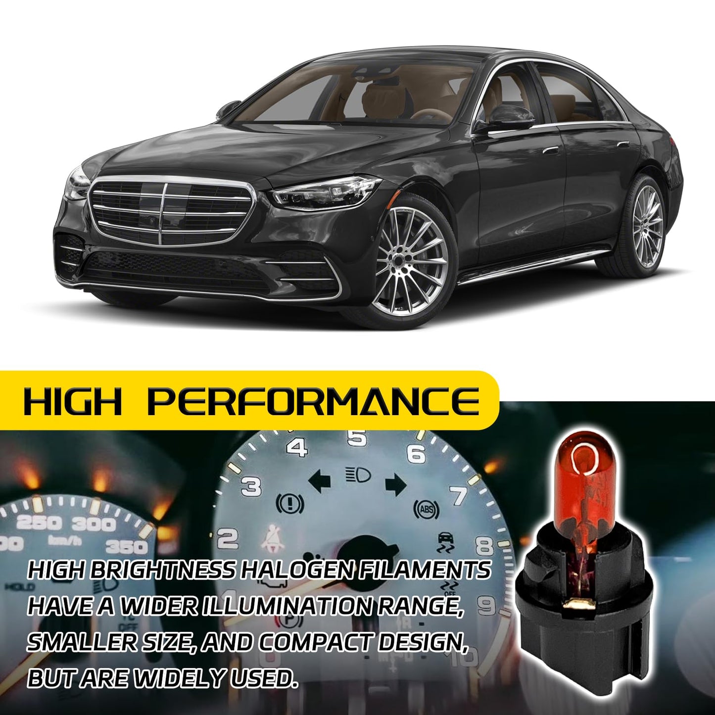 Qqwd 20Pcs T5 17 57 86 Halogen Instrument Cluster Bulbs Kits 12V Dash Light For Car Interior Automotive Replacement Gauge Cluster Panel Bulb With T5 Sockets Universal Lighting Accessories(Amber