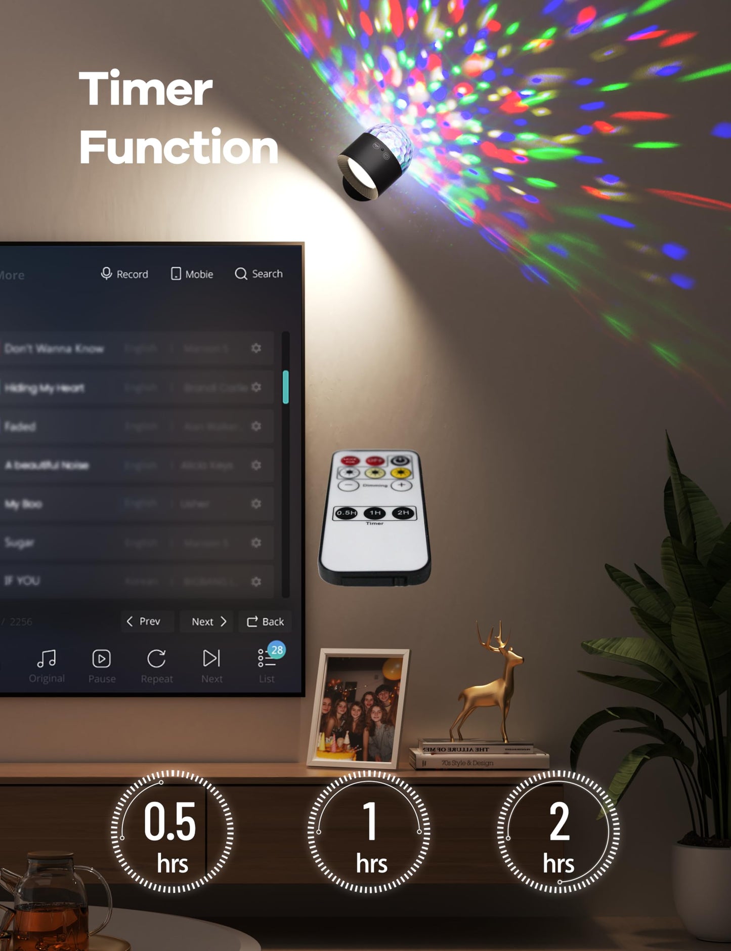 Joyzy Dynamic Wall Light - Battery Operated, Remote & Touch Control, 2 Pack, Black/Magicball, Model WL007, ABS Material