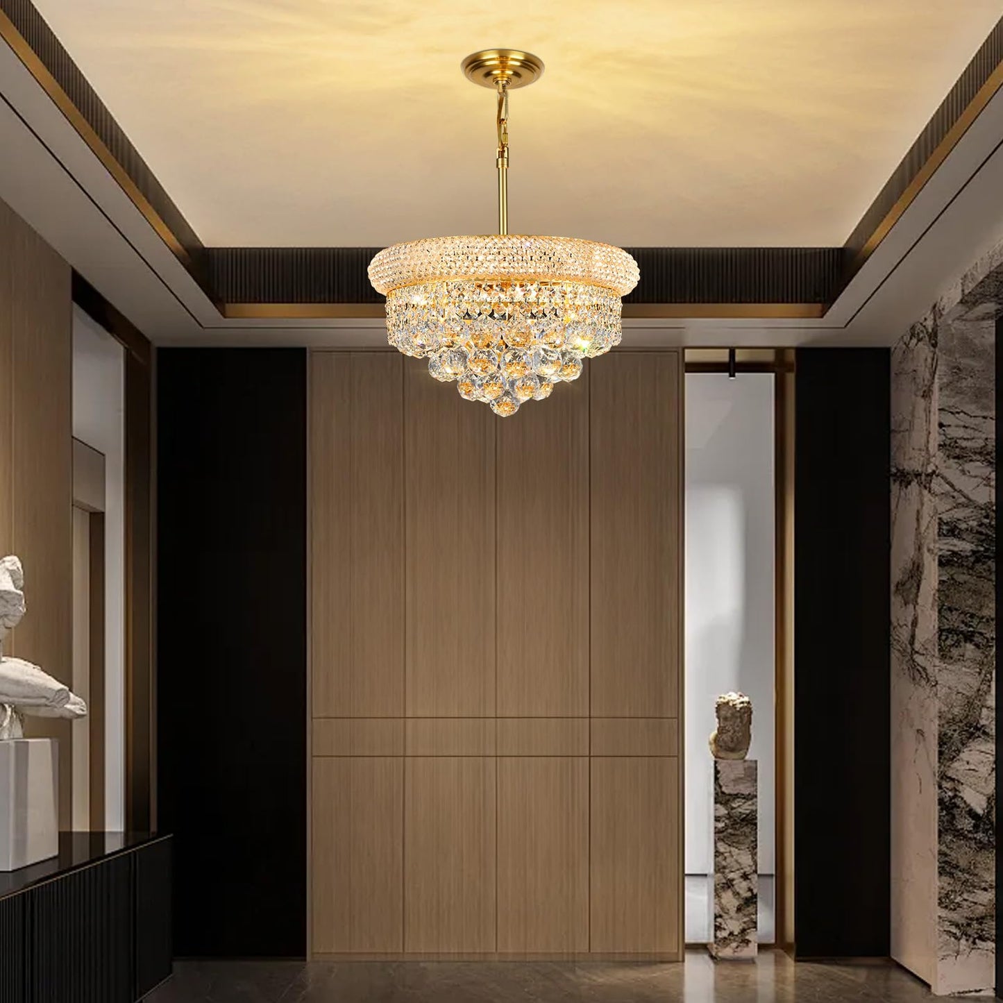Crystal Chandeliers For Dining Room Light Fixture Over Table Empire Style K9 Crystal Chandeliers For Bedroom 4 Lights Gold stylish Lighting Fixtures For Entryway Kitchen Island Foyer D15 Inch