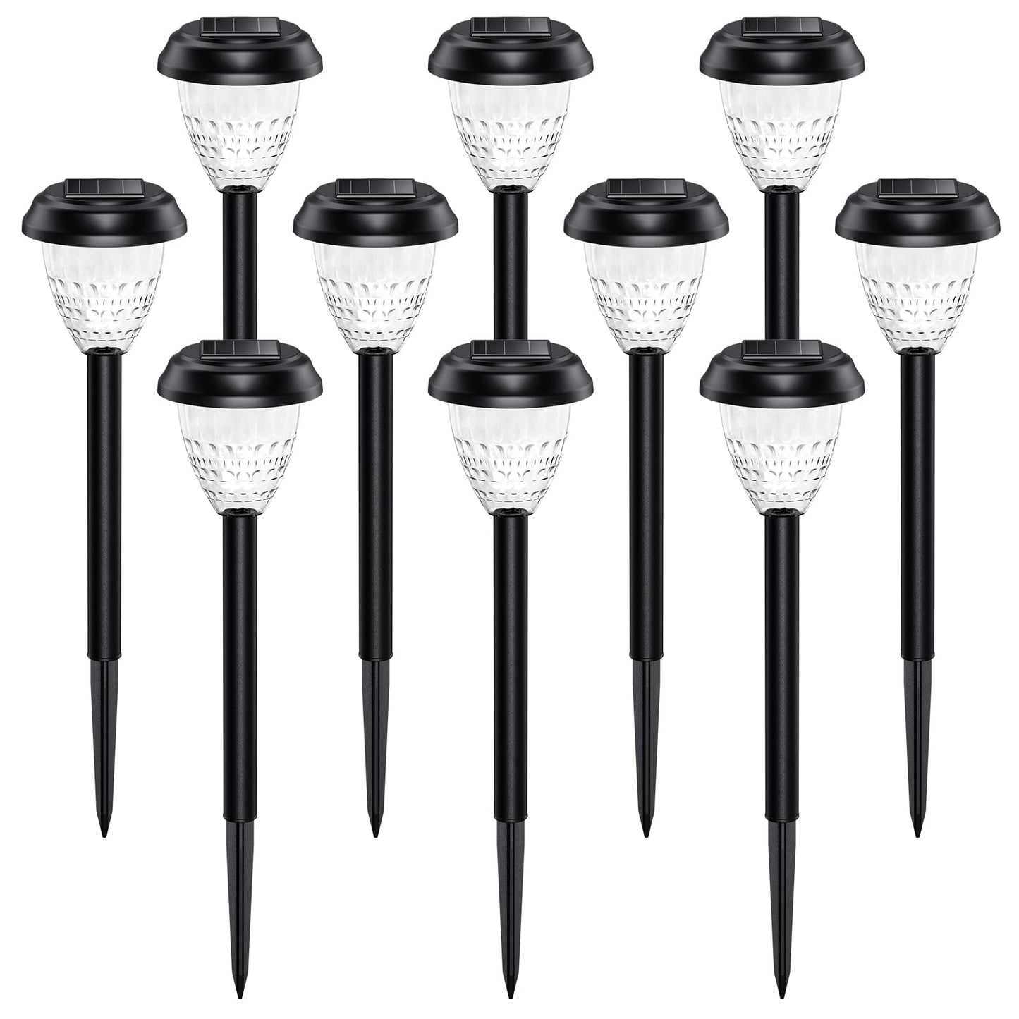 URAGO Super Bright Solar Lights, Waterproof 10 Pack, Dusk to Dawn Up to 12 Hrs Solar Powered Outdoor Pathway Garden Lights Auto On/Off, LED Landscape Lighting Decorative for Walkway Patio Yard