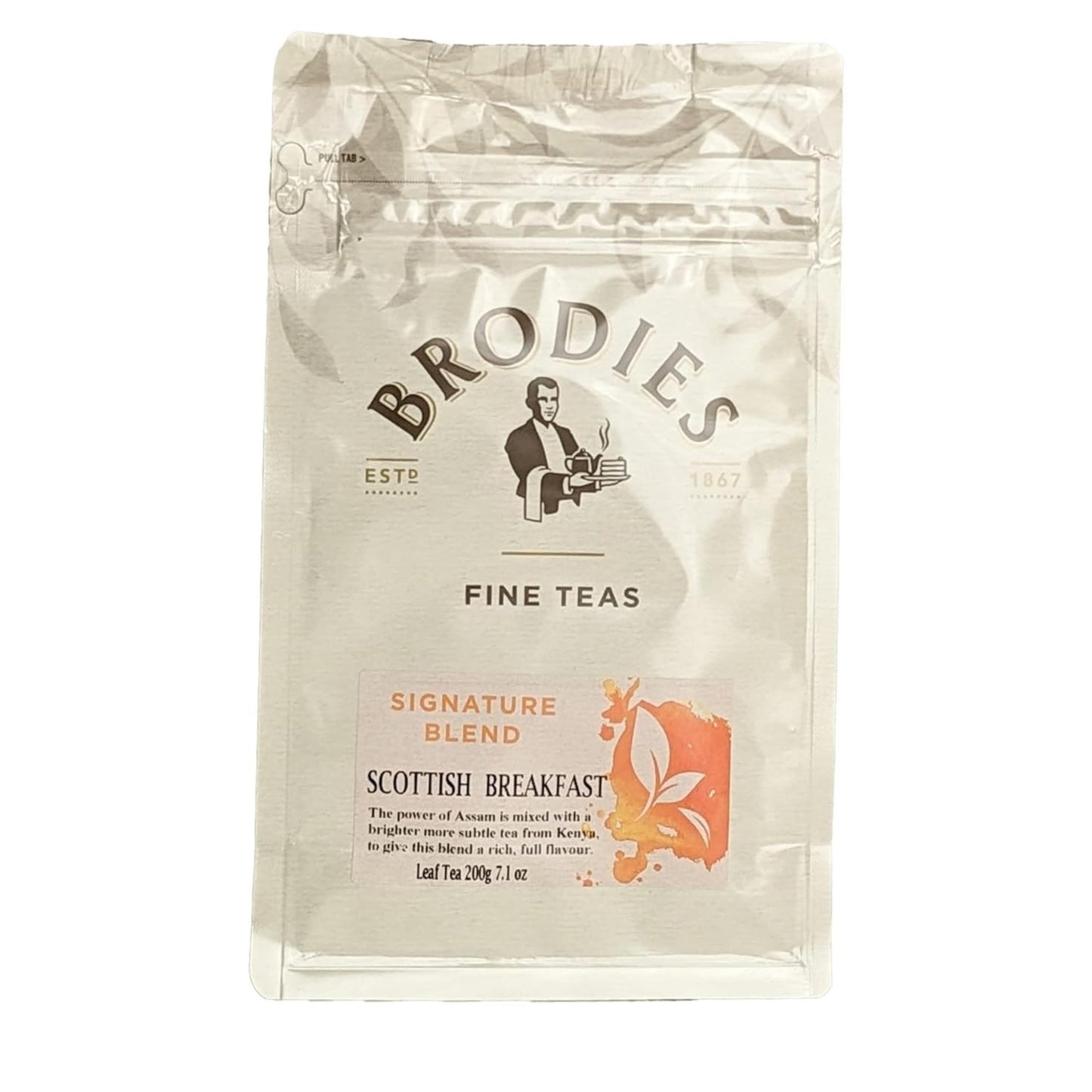 Brodies Tea, Scottish Breakfast Tea, Loose Leaf Black Tea Imported from Scotland, 200g Bag (Pack of 1)