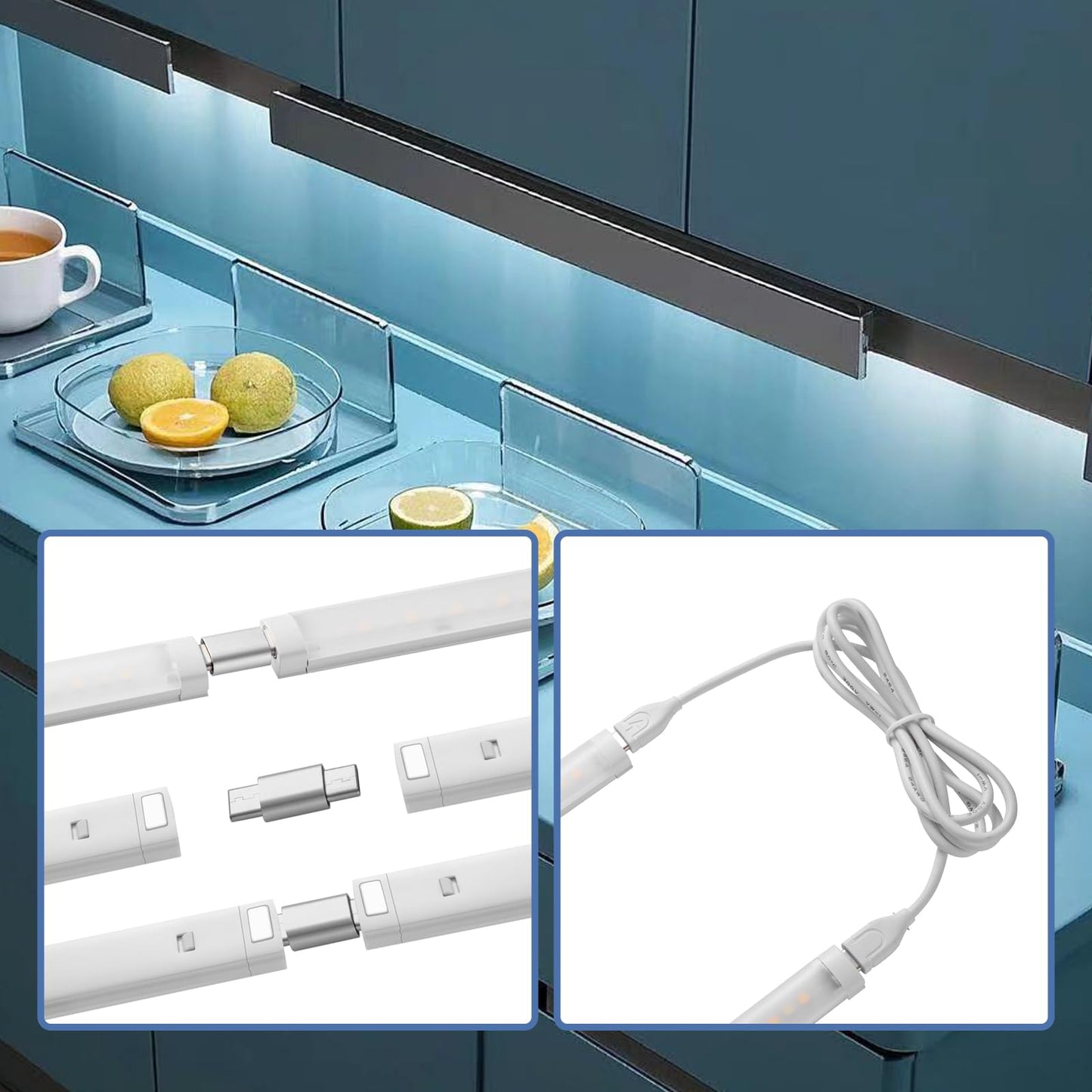 Thlifure Led Cabinet Lights Bar With Motion Sensor Dimmable Brightness And Color Wireless Remote Ultra Thin Strips Lighting Magnetic Mounting For Kitchen Bookshelf Closet 3Pack