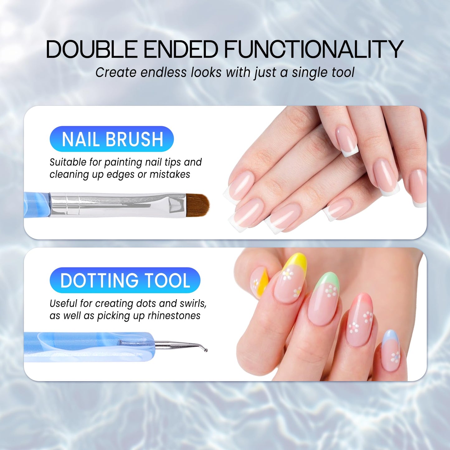 Ivy L 2- Way French Gel Acrylic Nail Art Kolinsky Brush with Dotting Tool for Professional Manicure Cuticle Clean up Nail Art De